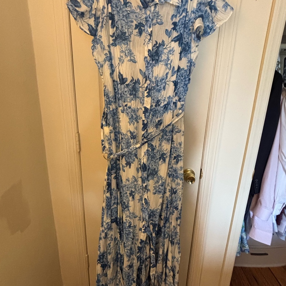 Taylor Blue Flutter Sleeve Maxi Dress